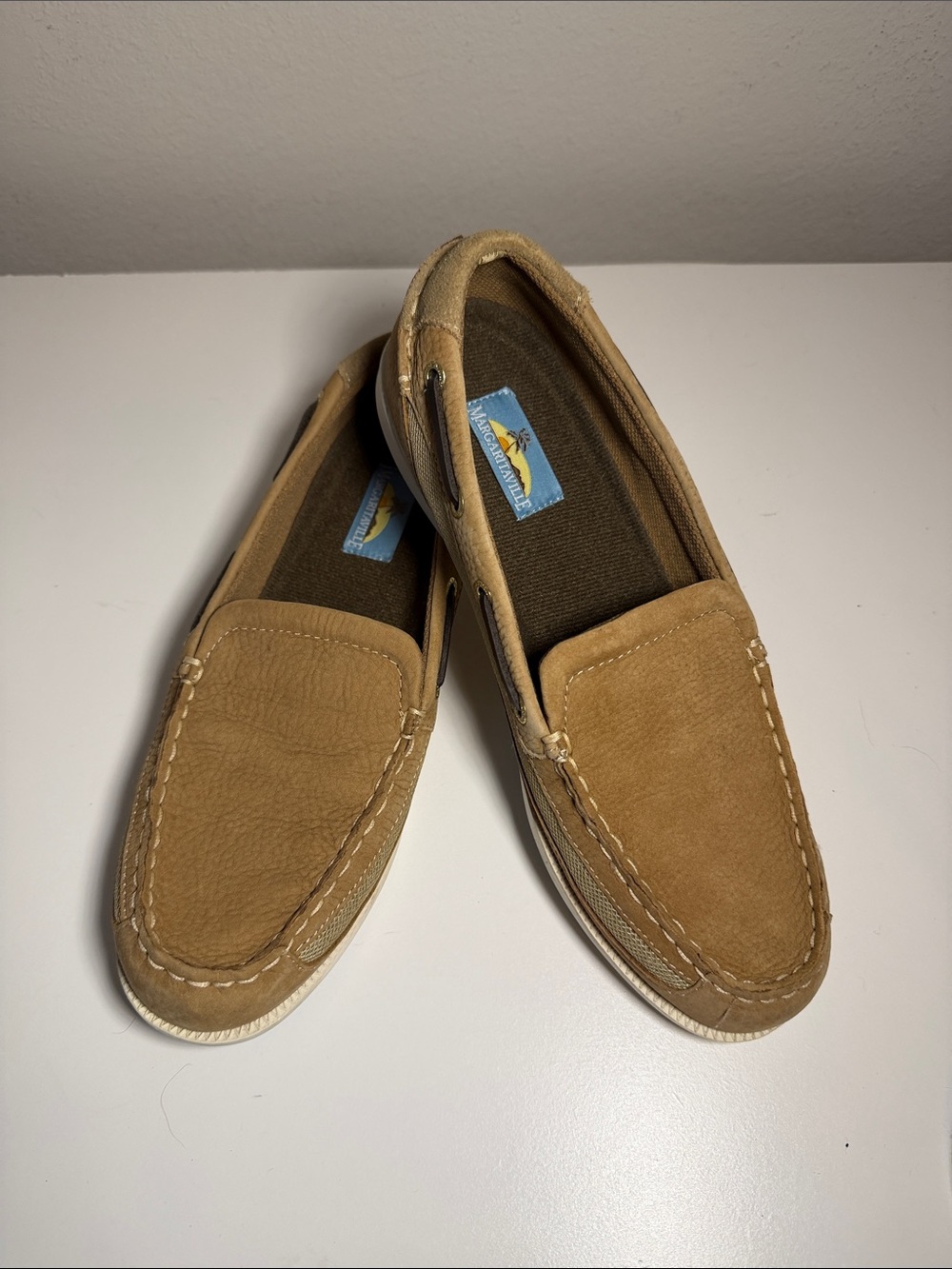 Margaritaville Cape Cod Women’s Casual Leather Upper Slip On Loafers Tan Size 10